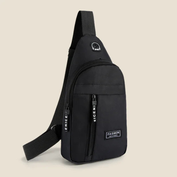 Men's Black Sling Bag for Sports and Travel