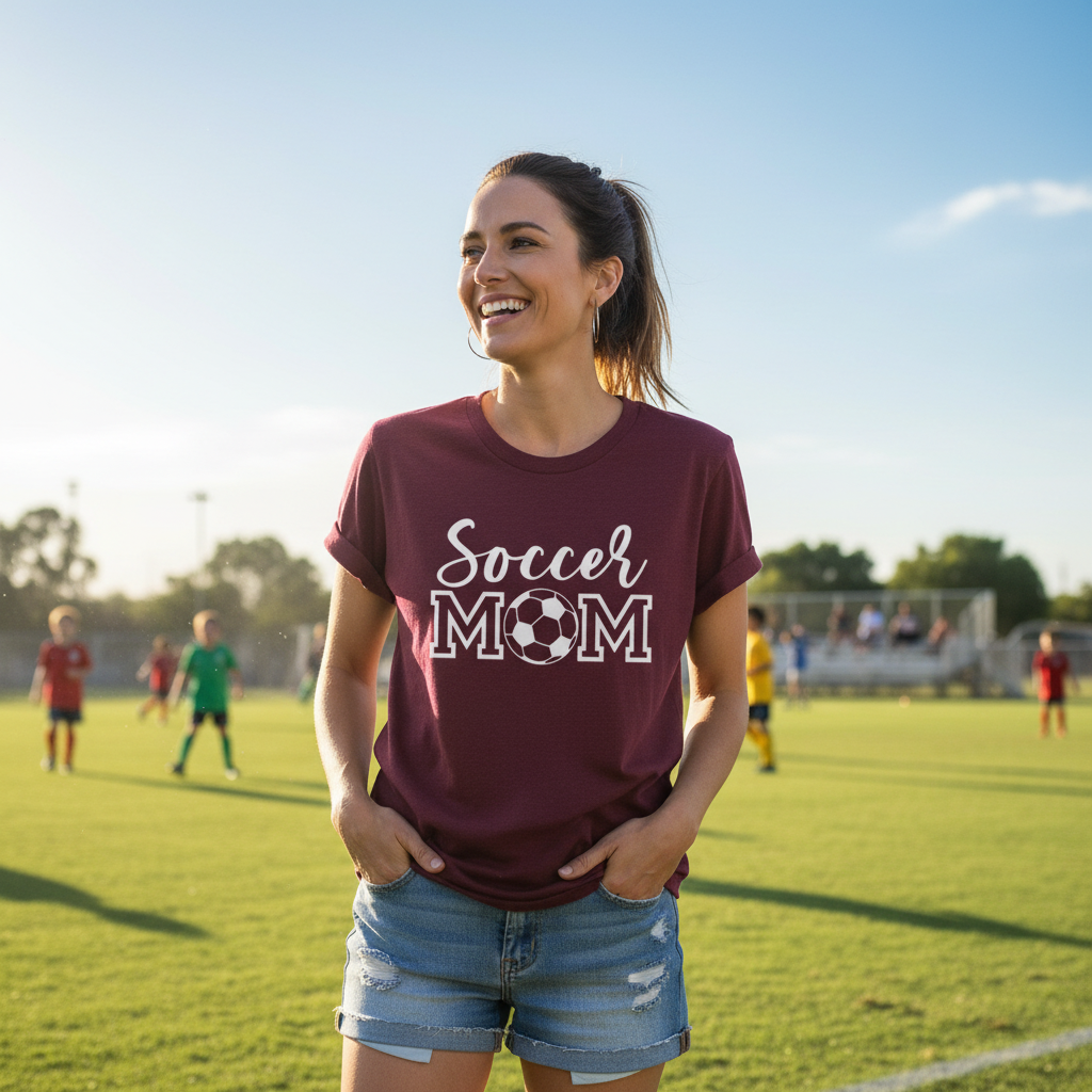 Soccer Mom T Shirt, Crewneck Casual Pullover