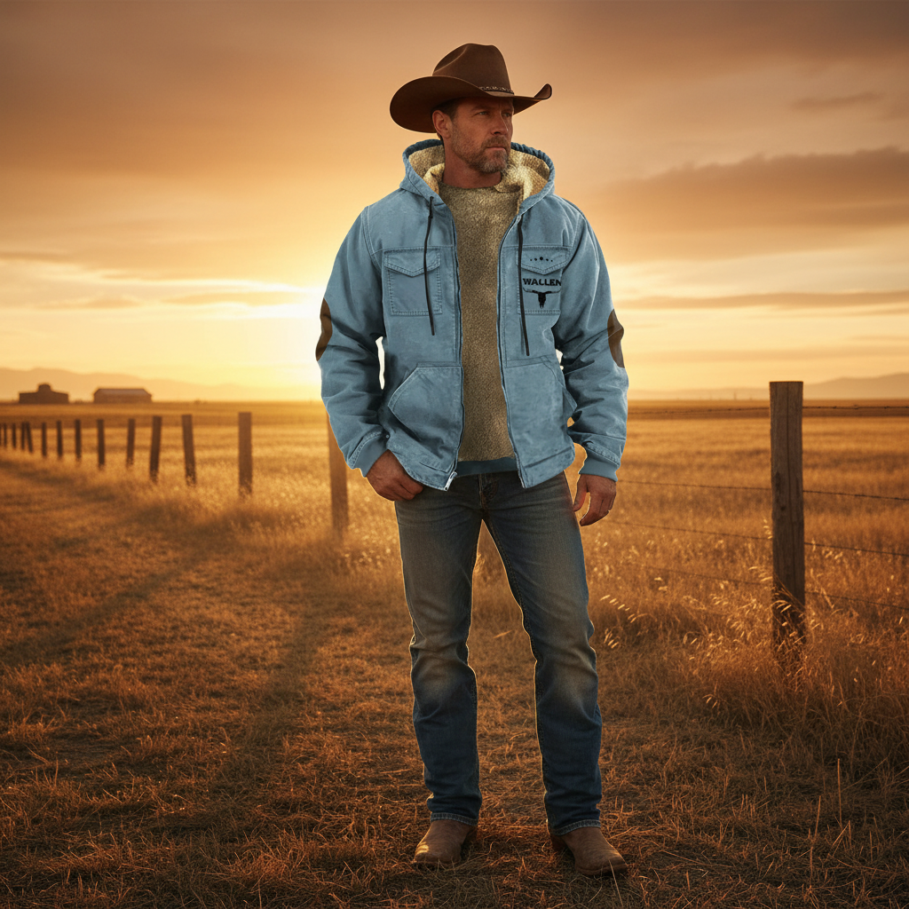 Men's Western Cowboy Fleece Lined Hooded