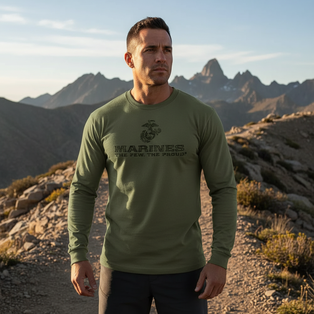 US Marine Corps Distressed Long-Sleeve T Shirt