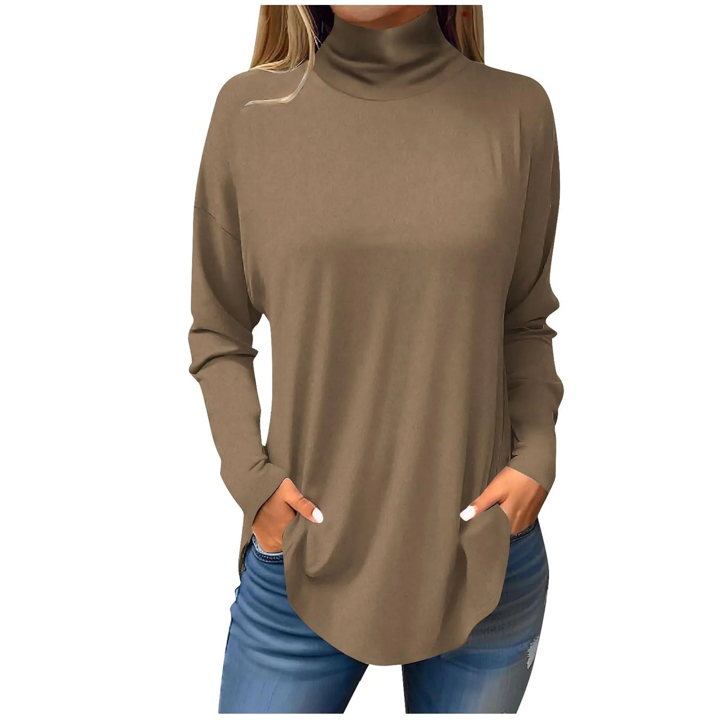 Espresso Curve Mock Neck Top