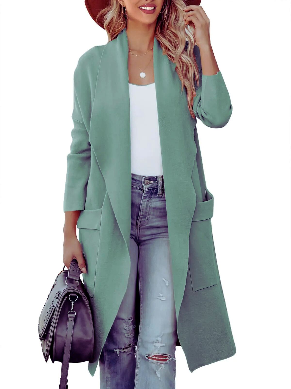 Open Front Dropped Shoulder Outerwear