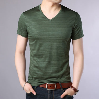 Summer Men's Loose Silk Short Sleeve T-Shirt