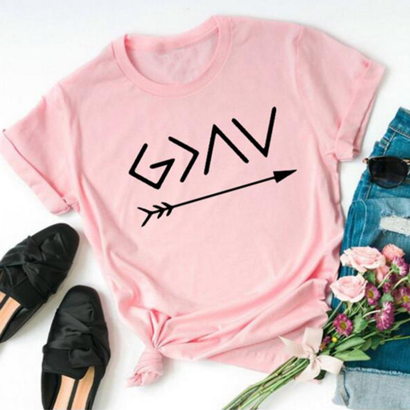 Women's Short Sleeve Letter T-Shirtssssssss