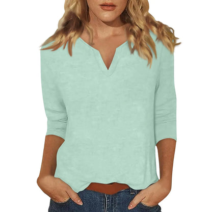 V Neck T-Shirts, Half Long Sleeve, Lightweight Trendy