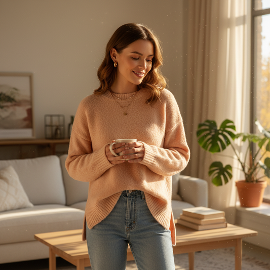 Apricot Cloud Crewneck Sweater
