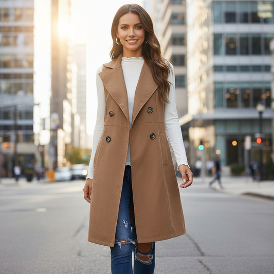 Athena Sleeveless Double-Breasted Vest