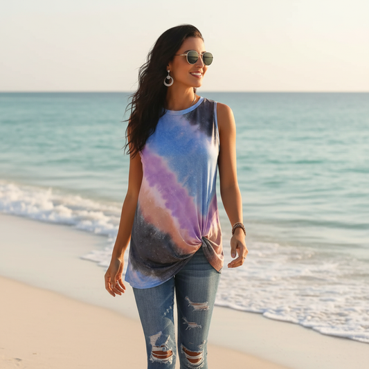 Gradient Print Sleeveless T-Shirt Top