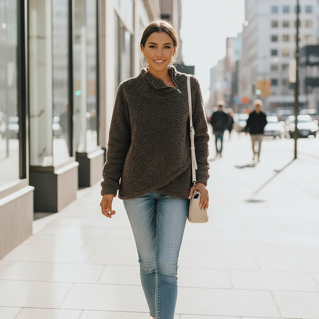 Veloura Double-Sided Fleece Wrap Coat