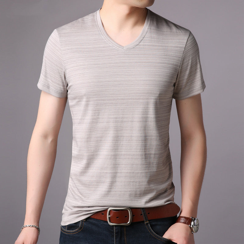 Summer Men's Loose Silk Short Sleeve T-Shirt