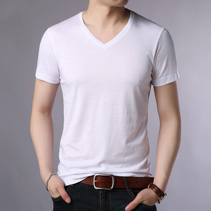 Summer Men's Loose Silk Short Sleeve T-Shirt
