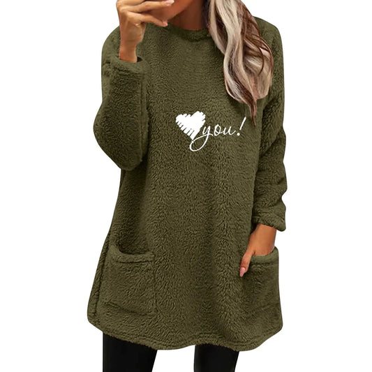 Sherpa Lined Fleece Sweater With Pockets