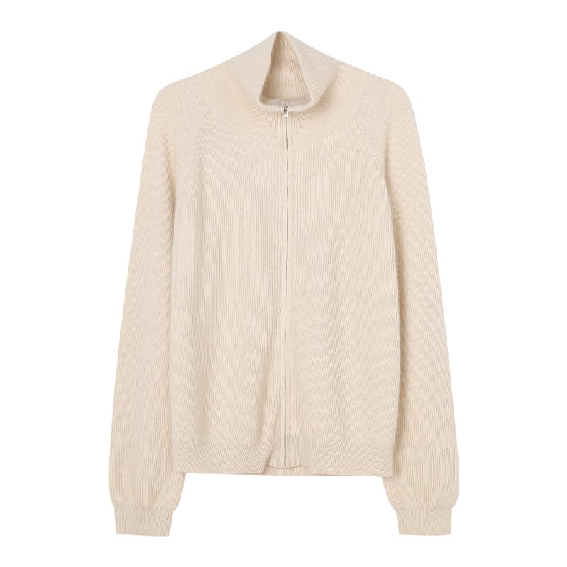Lapel Zipper Cardigan Sweater for Women - Loose Knit - Sunriver Gear