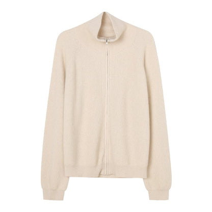 Lapel Zipper Cardigan Sweater for Women - Loose Knit - Sunriver Gear