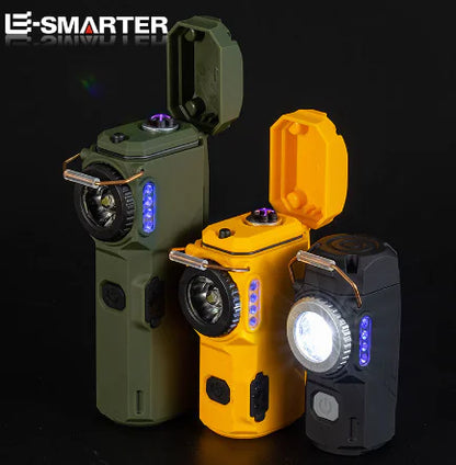 Outdoor Arc Windproof Lighter with Adjustable Flashlight