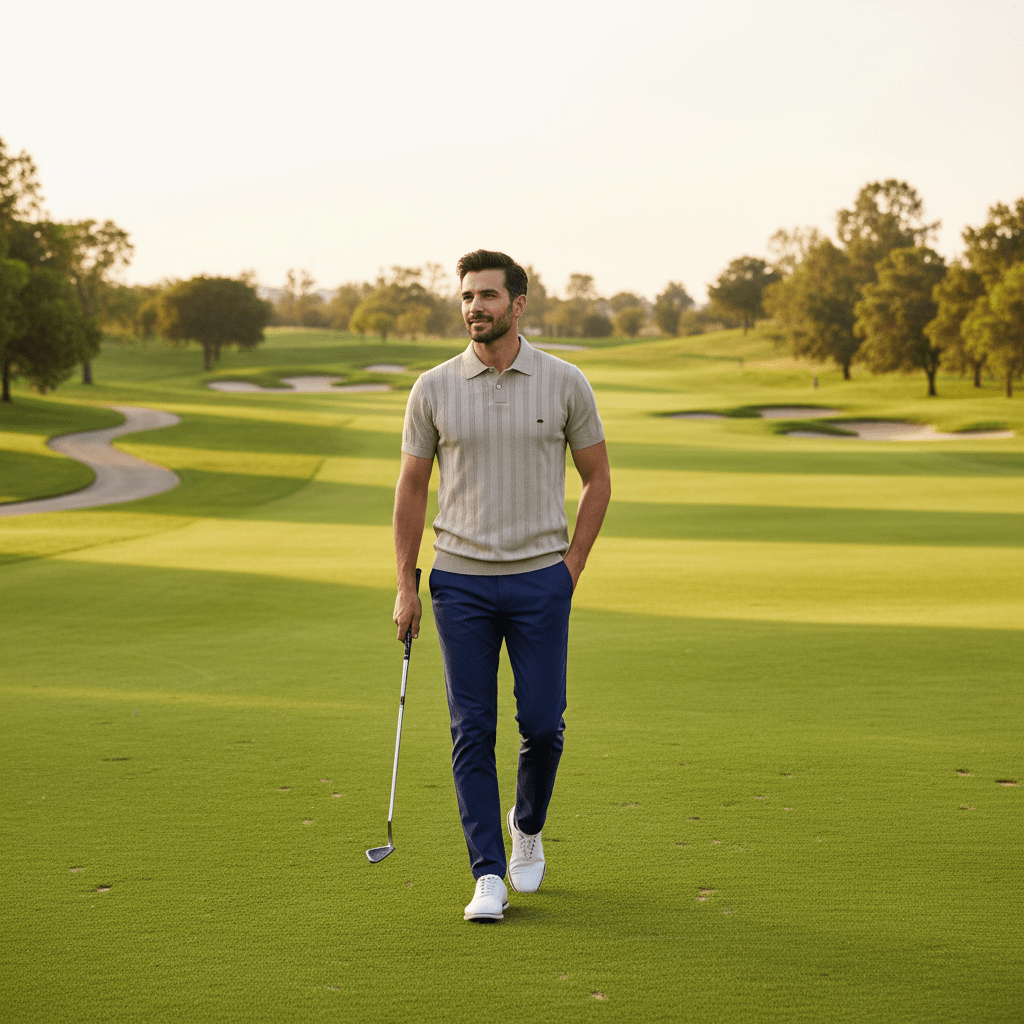 Ribbed Knit Polo Shirt - Sunriver Gear