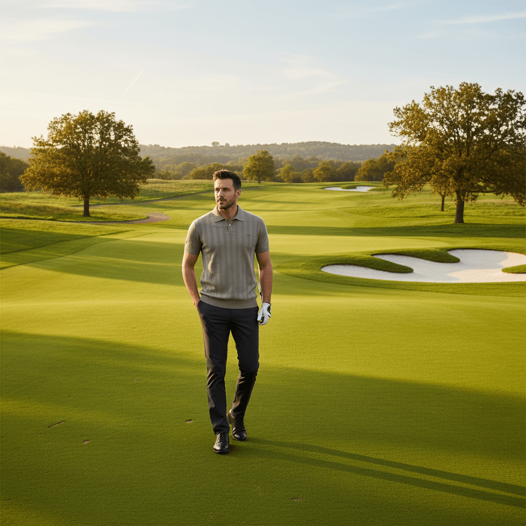 Ribbed Knit Polo Shirt - Sunriver Gear