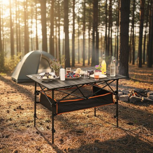 Net Basket Foldable Picnic Table, Lightweight, Rustproof