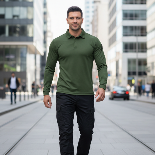 Men's Polo Collared Shirt, Long Sleeve